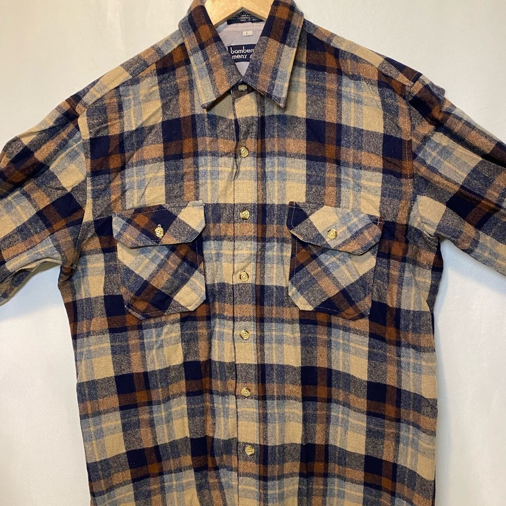 Bamberger’s Wool Reprocessed, Nylon Plaid Flannel Button Up Men’s Size Large